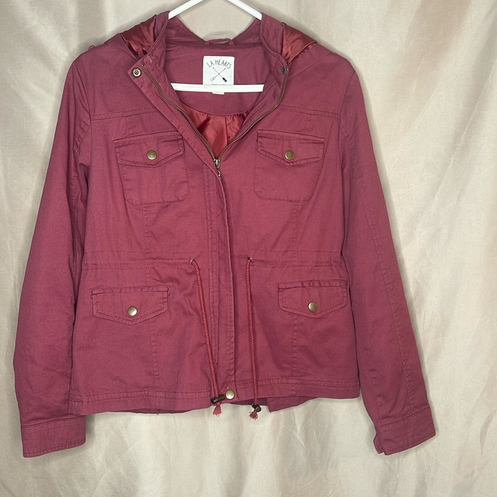 La Hearts Maroon Hooded Jacket Size Large
